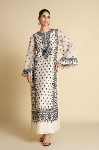Sawsan Embroidered Mul Kaftan - White, White, image 1